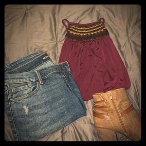 Purple silk tank with top beads